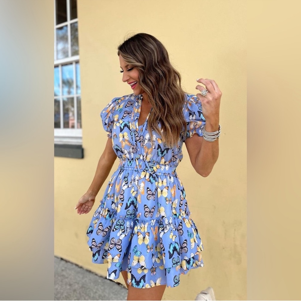 Buddy Love Clementine Mariposa Print Blue Dress